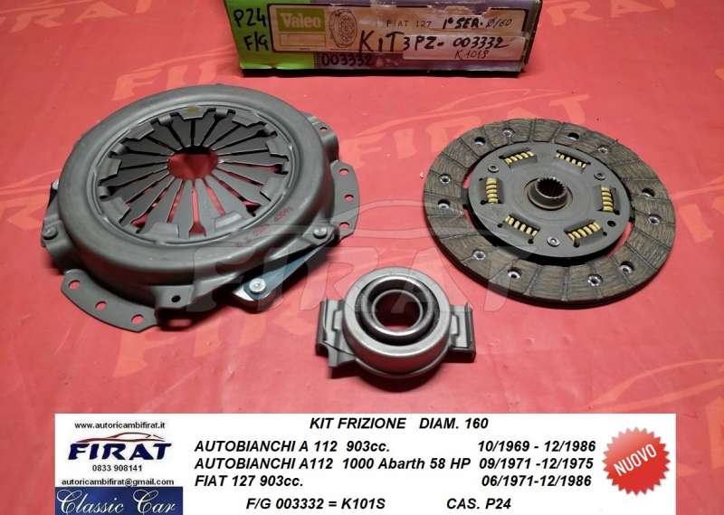 KIT FRIZIONE A112 - 127 DIAM.160 VALEO (003332 K101S)